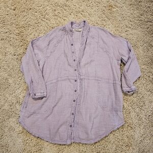 We The Free Distressed Purple Button-up
